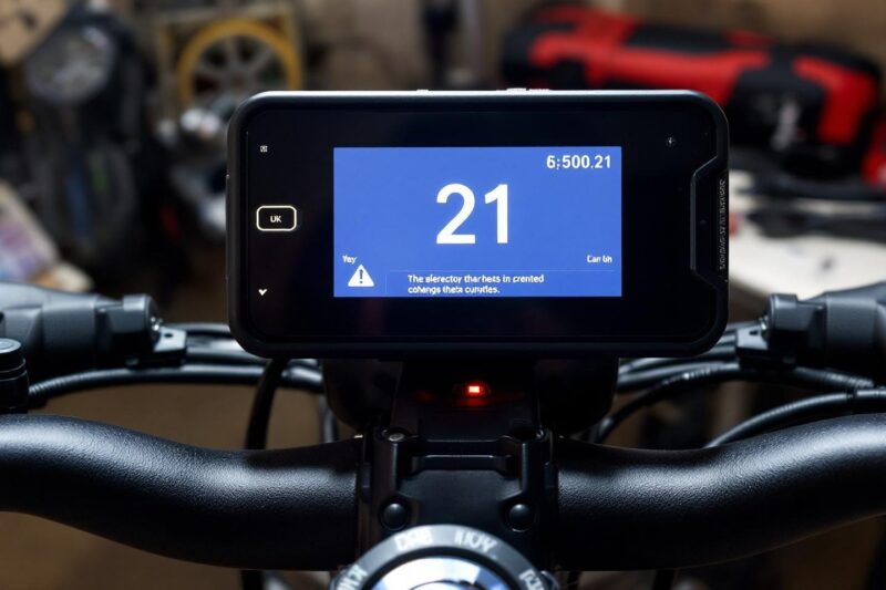 Affichage numérique sur guidon de moto avec avertissement