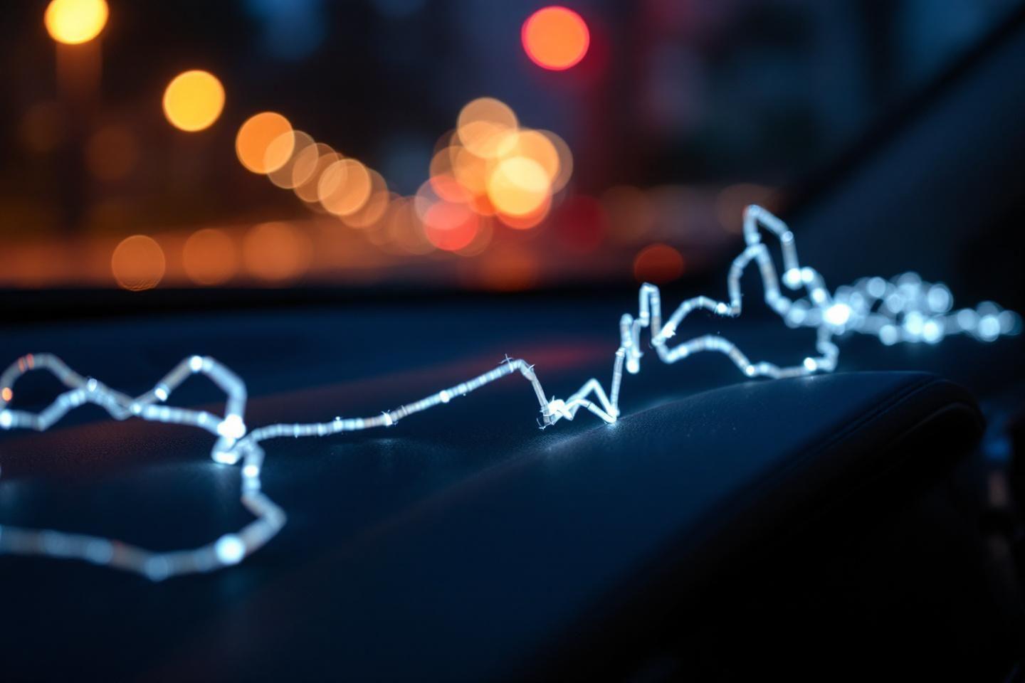 Ligne lumineuse ondulante avec bokeh de lumières de ville