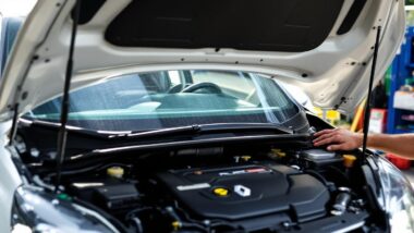 Capot ouvert révélant le compartiment moteur d'une automobile