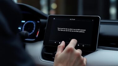 Main touchant un écran tactile dans un tableau de bord