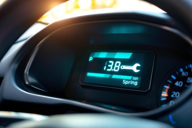 Écran digital bleu-vert sur tableau de bord de voiture